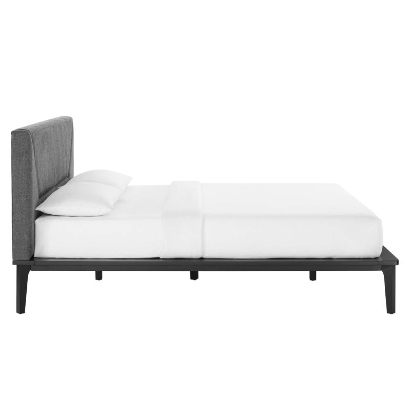 Dakota White Upholstered Queen Bed with 2 Nightstands