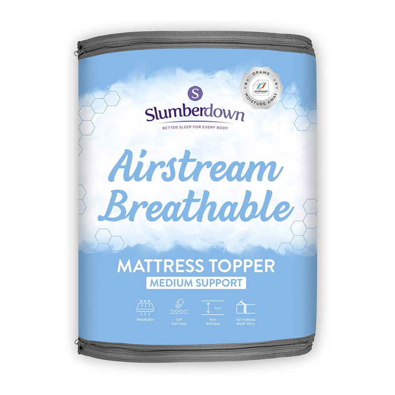 Slumberdown White Airstream Breathable 4cm Mattress Topper, Double (4'6)