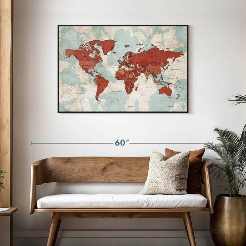 Keiri Aged World Map XII, 29" H x 43" W