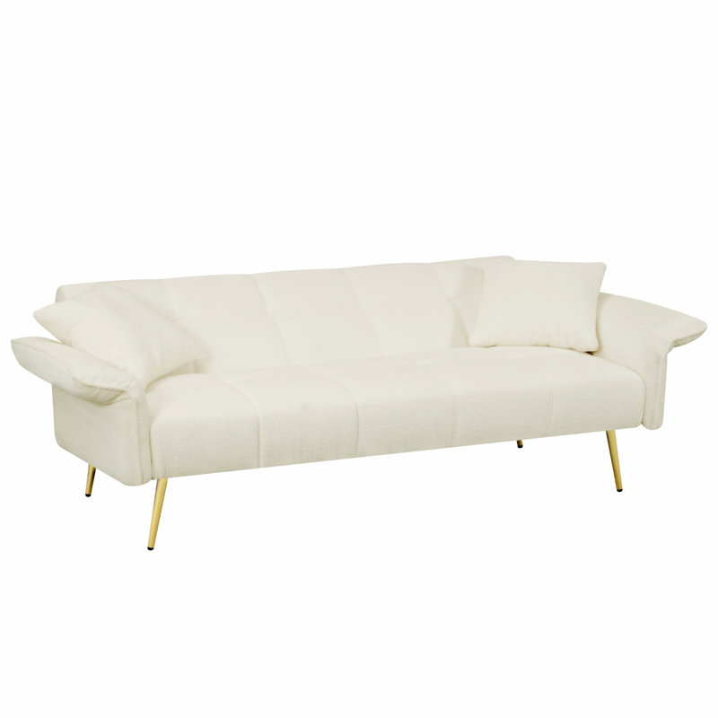 Nirvana 70.1'' Upholstered Convertible Sofa, White Velvet