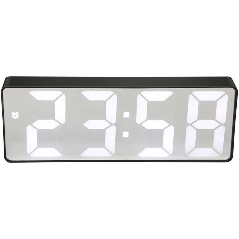 Table Clock Rectangle Plastic Tabletop Clock with Alarm Function 6.25 Inches, Black