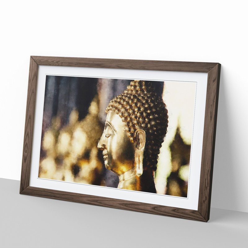 Buddha Statue Vol.5 - Picture Frame Painting, 27cm H x 36cm W x 2cm D, Walnut