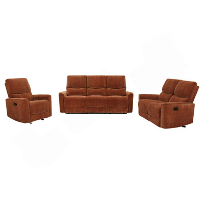 Trask Burnt Orange 3-piece Reclining Sofa Set