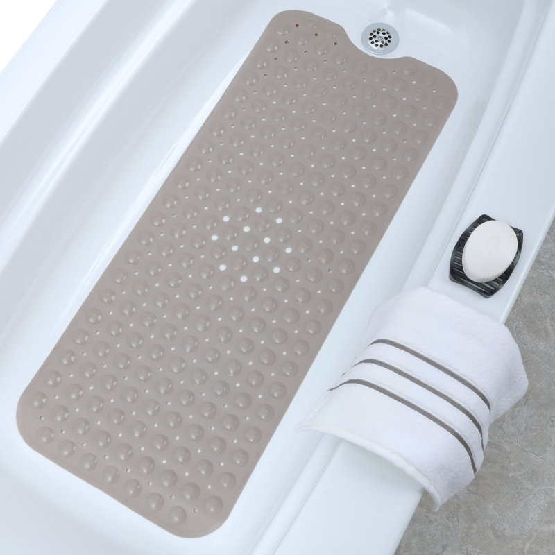 Tapis de bain extra long antidérapant avec ventouses, Brun clair