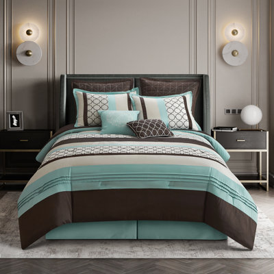 Ensemble d'édredon en microfibre moderne et contemporain de 8 pièces Avalon
