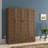 59" Wide Soild Wood+MDF Wardrobe with Louvered Doors and 5 Drawers, Freestanding Armoire Closet with Hanging Rods and Shelves-288246718