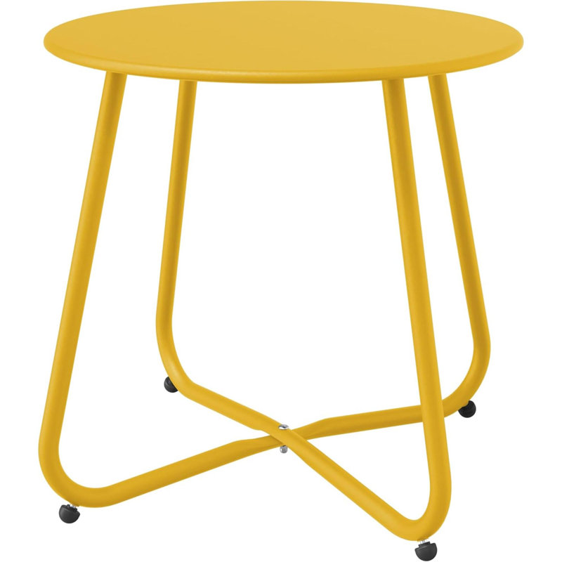 Lemon Side Table 18 Weatherproof Steel Outdoor Indoor Side Table For Garden Balcony Pool & Tailgate Rust Resistant  Portable End Table
