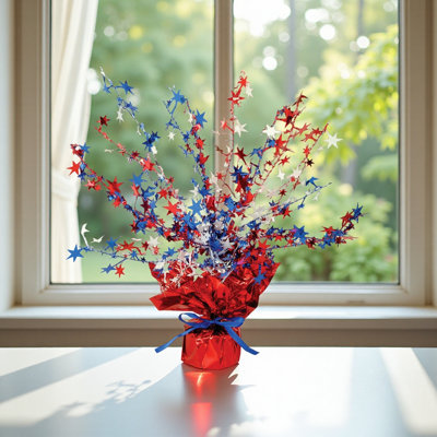 Metallic Usa 4Th Of July Table Decorations In Red White And Blue,15"