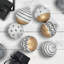 Abstract Glass Ball Christmas Ornaments - 3" (80Mm) - White And Black - 6Ct