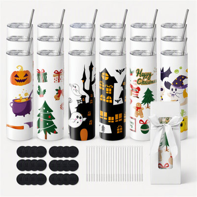 20oz Skinny Straight Sublimation Tumblers Bulk with Lids and Straws
