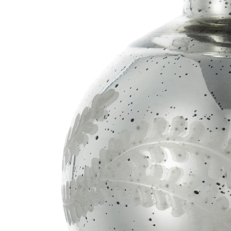 Antique Silver Etched Glass Decorative Jar with Lid