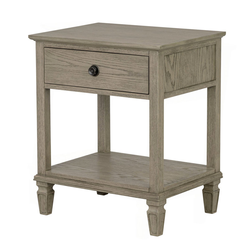 Table de chevet Victoria gris récupéré, Gris