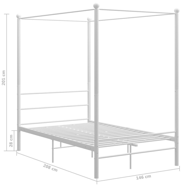 Azeezah Metal Bed, White, 140 x 200 cm