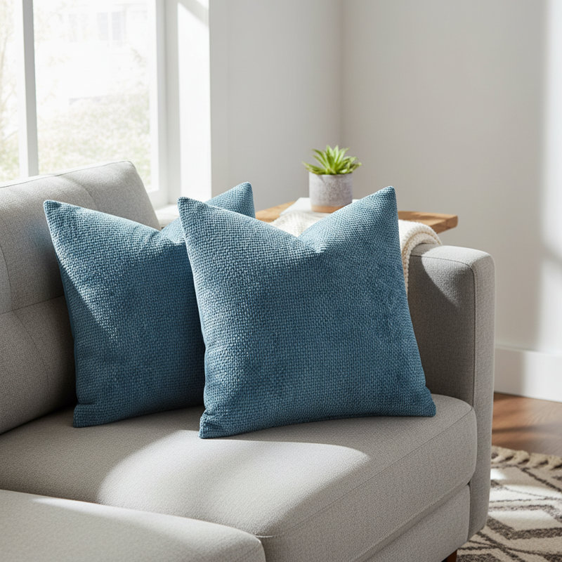 Paquet de 2 housses de coussin décoratives en chenille de 18 po x 18 po, housses de coussin décoratives Boho modernes pour canapé-lit
