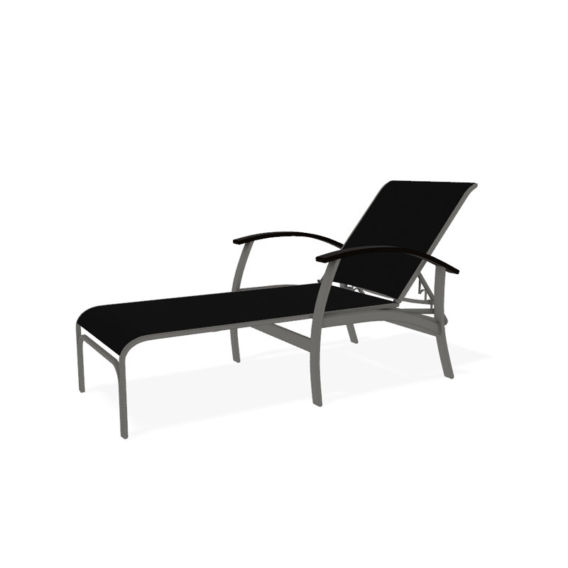 Chaise longue inclinable Askar, Noir 5D Sunbrella®, Kona P10, Neige texturée