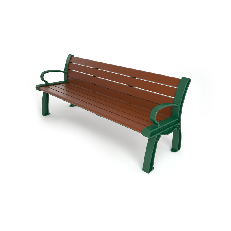 Banc de parc en plastique recyclé Heritage, 6 pi, Vert, Brun