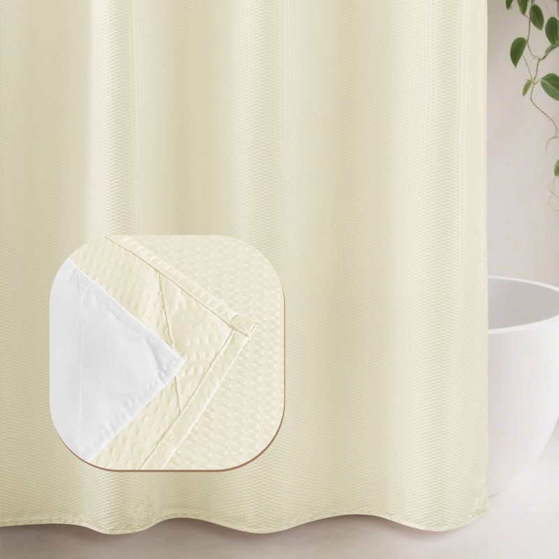 Rideau de douche sans crochet avec doublure Snap-In, Crème
