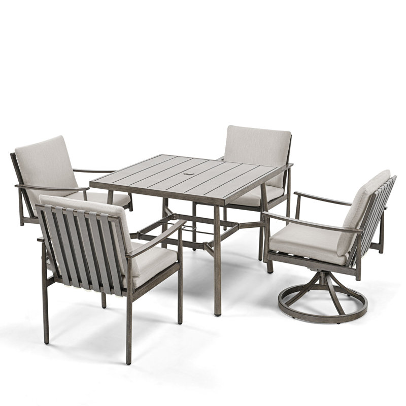 Ensemble repas d'extérieur rectangulaire L 35,4 po pour 5 personnes Mariène, Gris, Beige