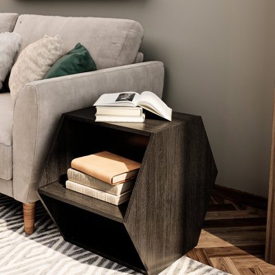 Table basse hexagonale, polyvalente dans le salon, la chambre à coucher et le bureau, table longue de 23,27 po pour des options de rangement spacieuses, forme élégante, assemblage facile requis