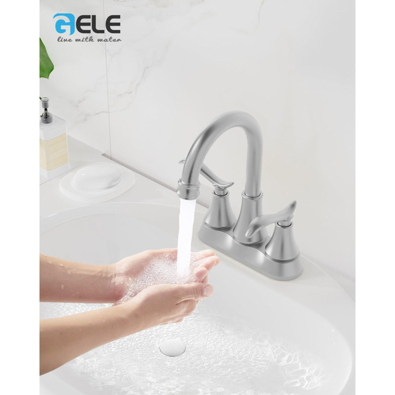 Robinet en métal innovant à deux poignées - Design moderne en nickel brossé pour salle de bain contemporaine