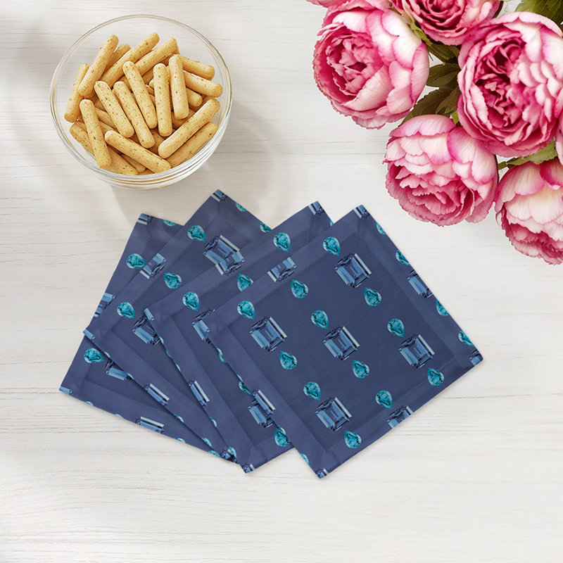 Gem Sapphires Cotton Sateen Cocktail Napkins, Blue