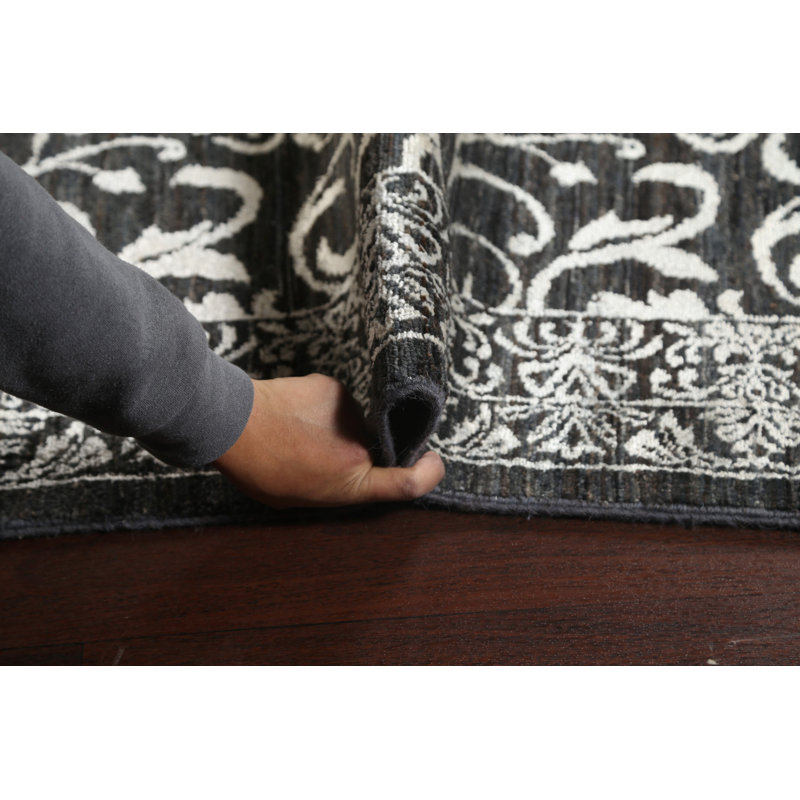 Tapis unique gris anthracite noué à la main nouvel âge 8 pi 11 po x 12 pi 2 po