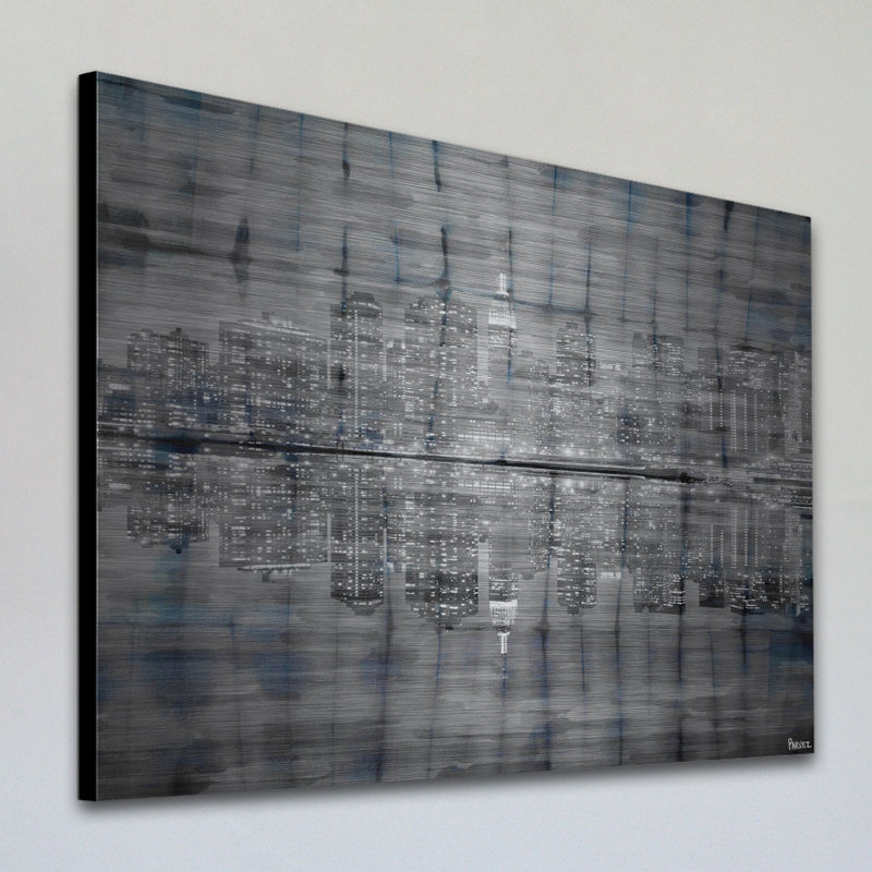 «Night Lights», reproduction de peinture à l'aquarelle sur métal, H 40 po x l 60 po x P 1,5 po