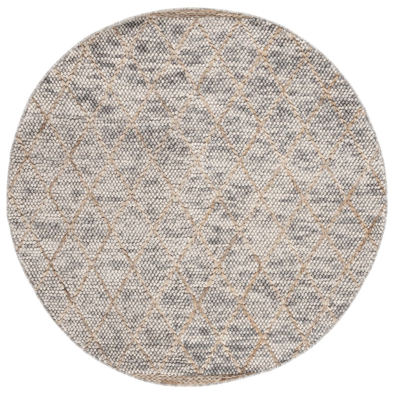 Natura Hand-Woven Geometric Wool and Cotton Rug, Round 6'