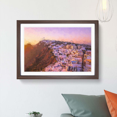View of Santorini in Greece in Abstract - Picture Frame Graphic Art Print