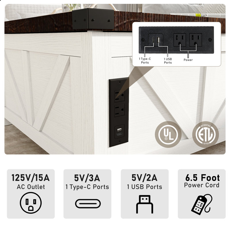Table basse Vardell, Blanc, Brun