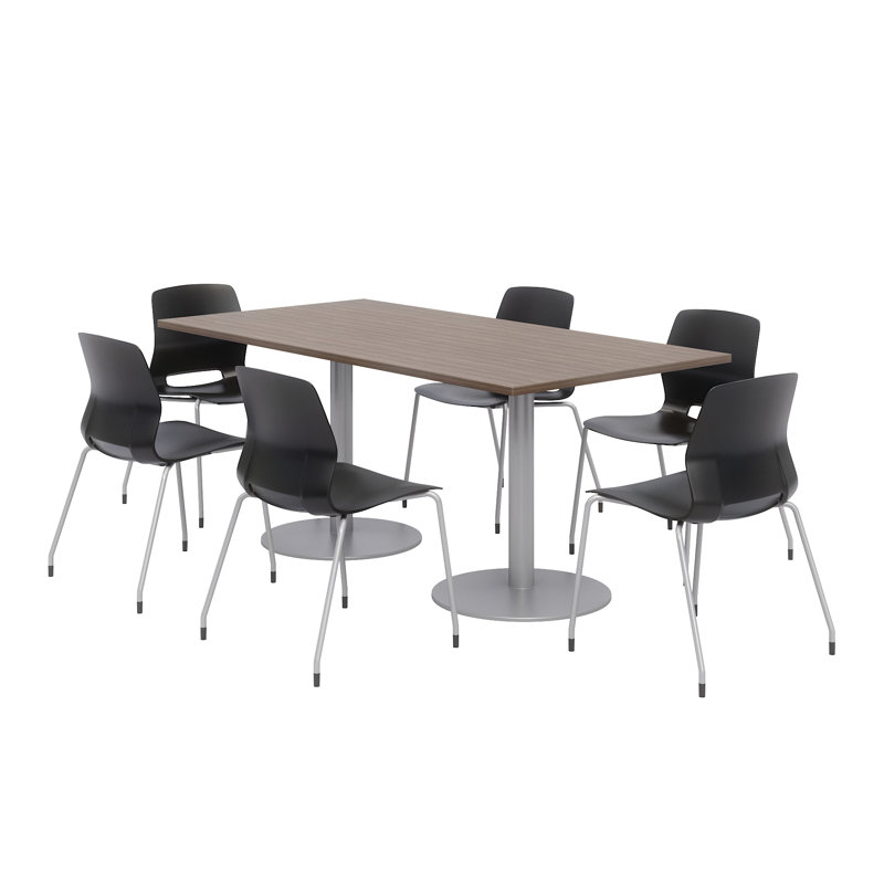 Ensemble de table de salle à manger rectangulaire 72 "et chaise, Teck studio, Noir, noir, noir, noir