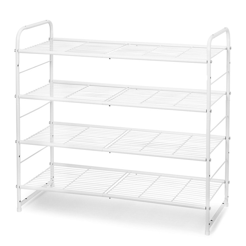 12 Pair Stackable Shoe Rack, White