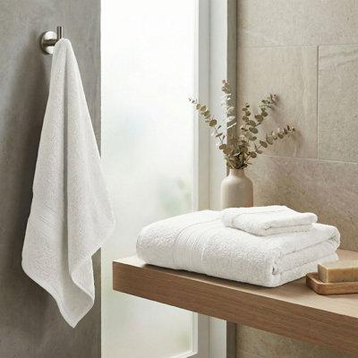 Ensemble de 3 serviettes de toilette en coton Atlas Heavyweight Plush Absorbant Solid Dobby Border