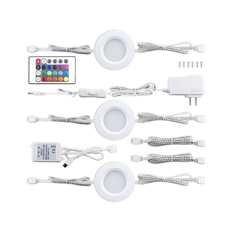 Adjustable RGB LED Under Cabinet Puck Lights with Remote