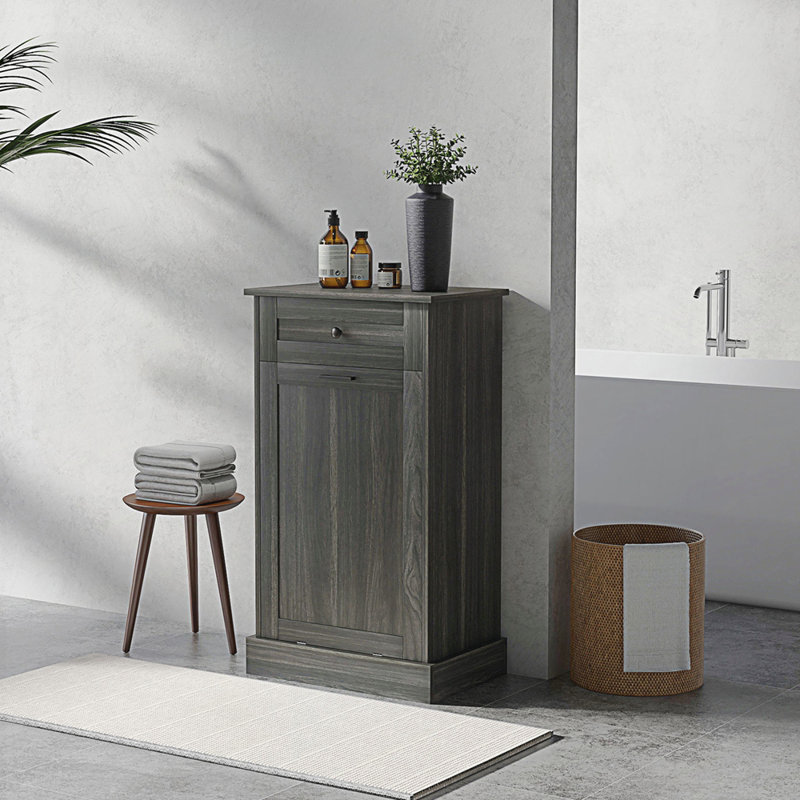 Armoire à ordures inclinable multifonctionnelle avec grand rangement et sécurité anti-basculement, idéale pour l'organisation de la cuisine et l'efficacité de l'espace.