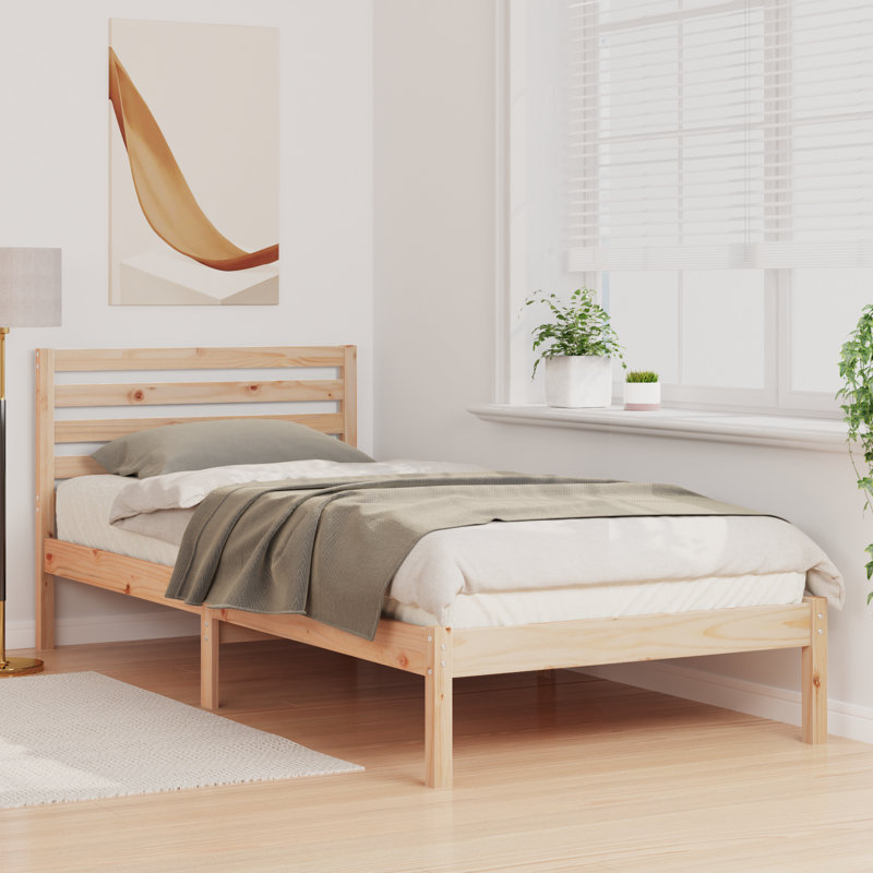 Solid Wood Bed Frame, 90 x 220cm, Brown