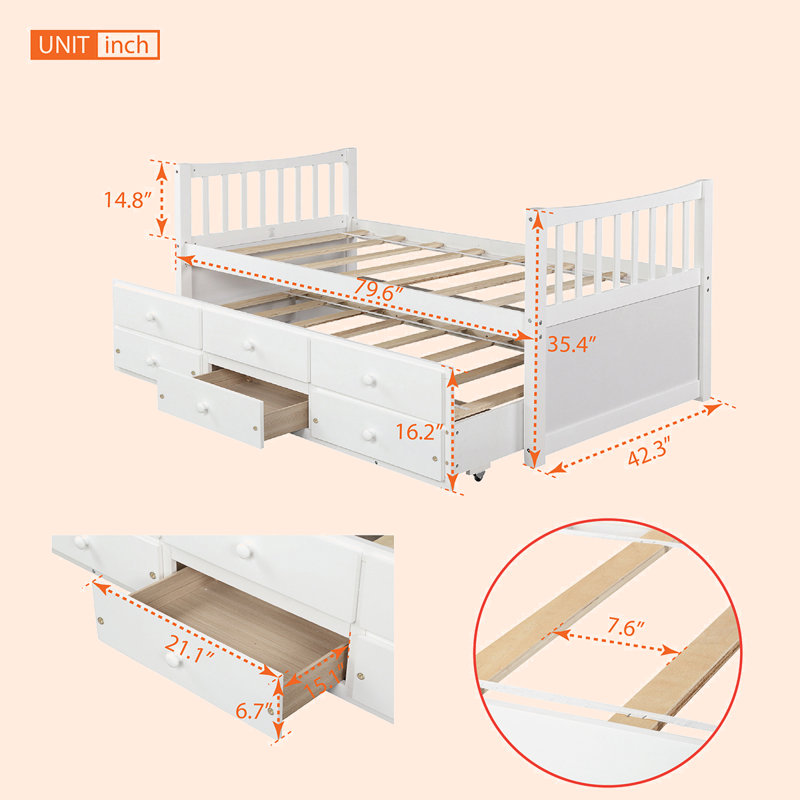 Lit plateforme simple avec rangement, Blanc