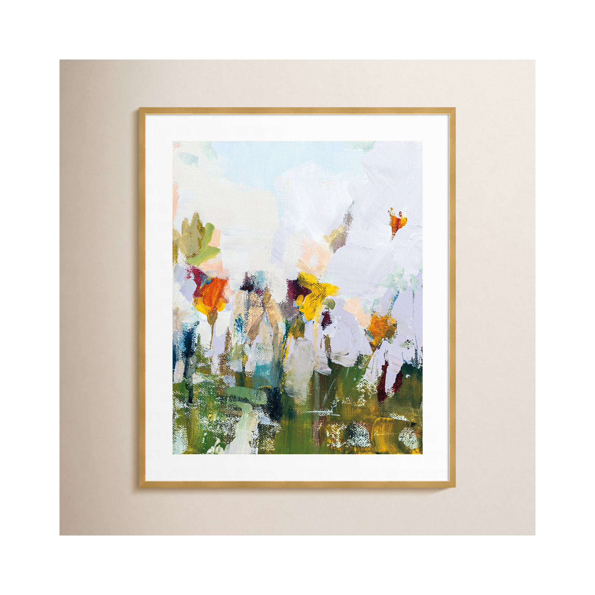 Spontaneous Summer Flowers by Pamela Munger, Gold, 41.25" H x 34.42" W x 0.88" D