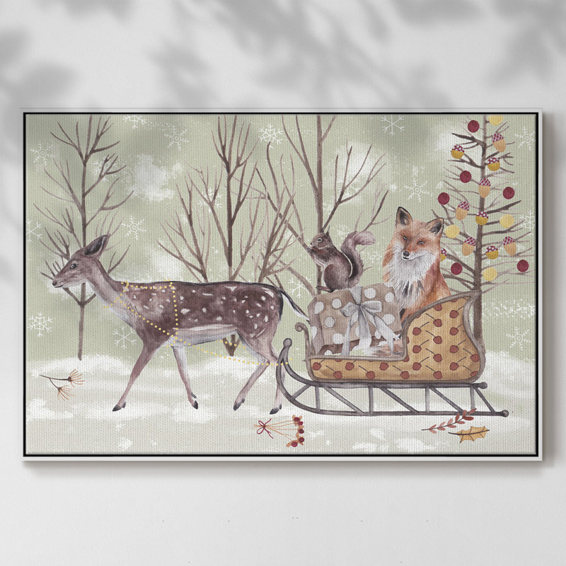 Collection Christmas Time, toile tendue avec châssis en A, H 27 po x l 41 po x P 2 po, Blanc