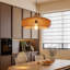 Luminaire suspendu 1 lumière tambour en bois