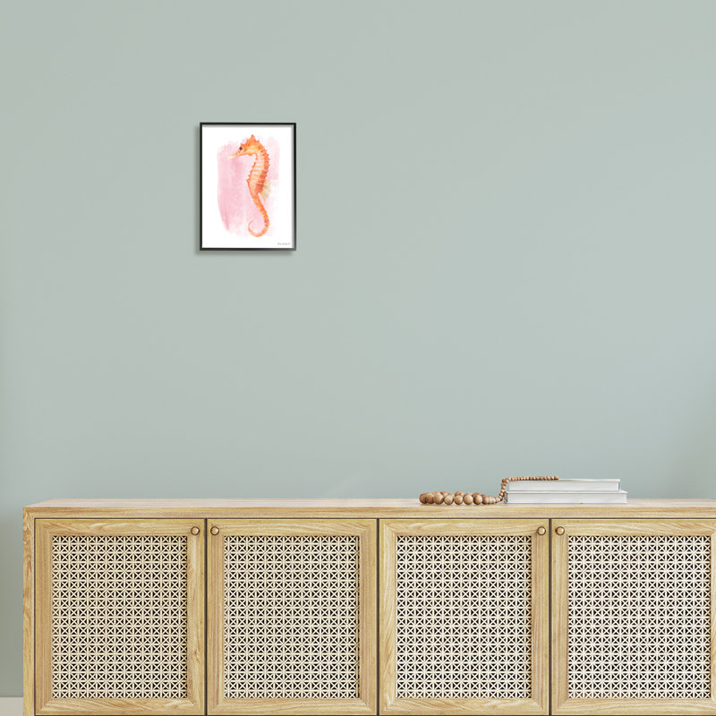 Doux hippocampe orange moucheté, Giclée encadrée noir minuit, H 14 po x l 11 po x P 1,5 po