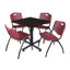 Table de salle de repos carrée Nicklo, chaises empilables 4 M-32668262-132626867-32668259