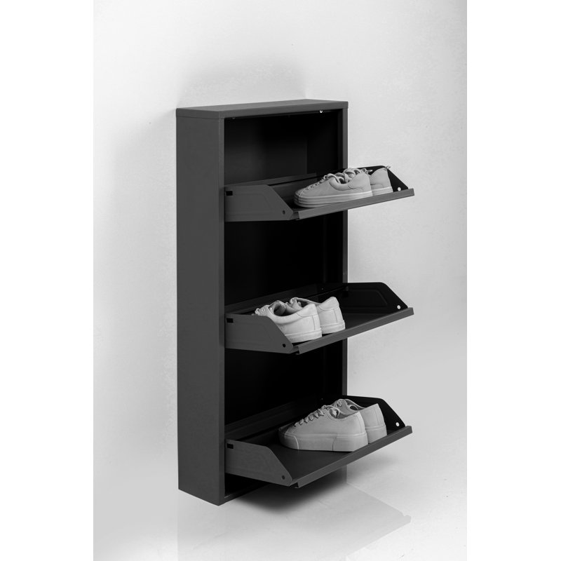 Shoe Container Caruso for 6 Pair of Shoes, Black