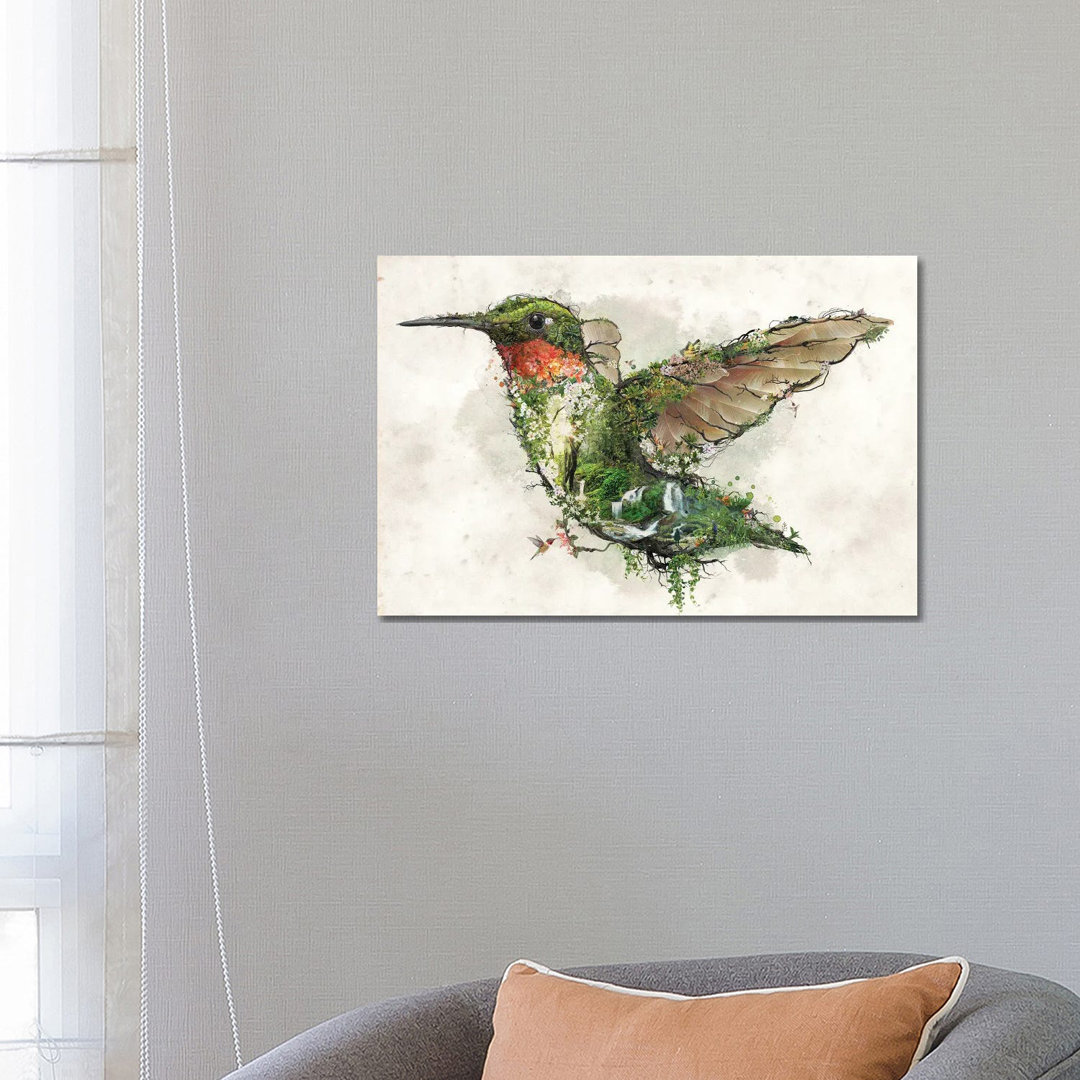 Ruby Throated Hummingbird by Barrett Biggers - Wrapped Canvas Print