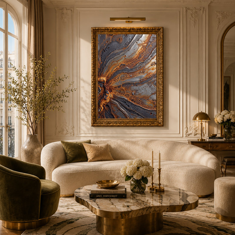 Art mural sur toile tourbillonnant gris foncé et orange, 30"H x 20"W