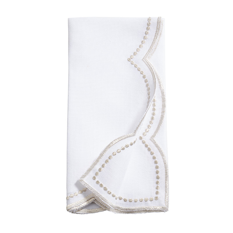 Ensemble de 4 serviettes de table en tissu à bordure festonnée brodées champagne l 20 po x L 20 po Champagne, Champagne