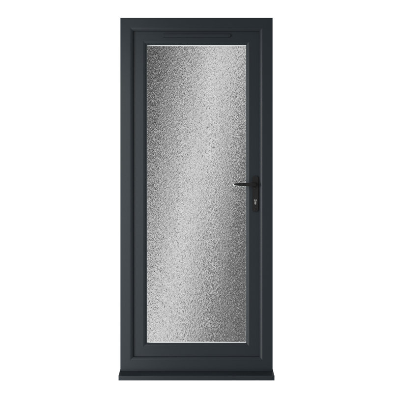 Crystal Triple Glazed Single Door Full glass White RH 890 x 2090mm Obscure, 920mm x 2090mm, Left , Grey/White