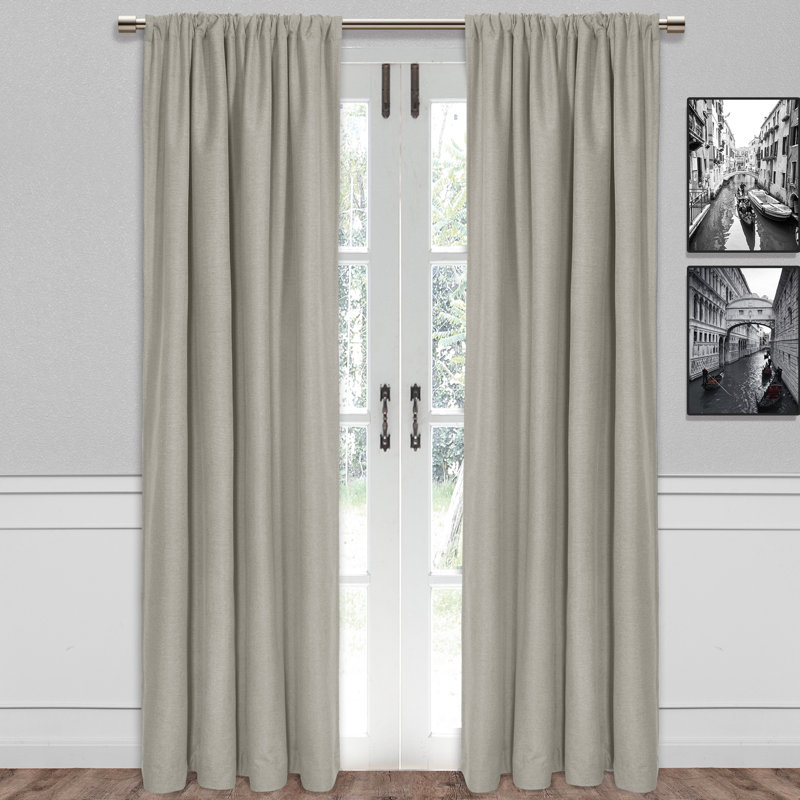 Hollon Polyester Blackout Curtain Single Panel, 52" W x 96" L, Khaki