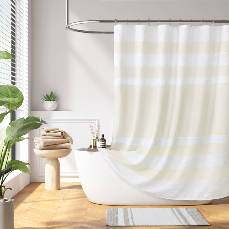 Rideau de douche gaufré de type spa avec traitement 3M, H 72 po x l 72 po, Crème