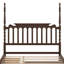 Base de lit plateforme classique en bois avec tête de lit à broche, lit gigogne simple TG et 2 tiroirs de rangement-133218383